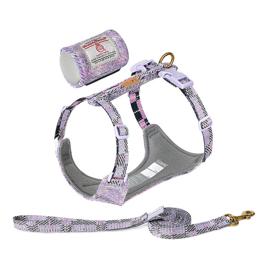 Harris Tweed 3-Piece Dog Harness Set — Harness, Leash & Poop Bag Dispenser