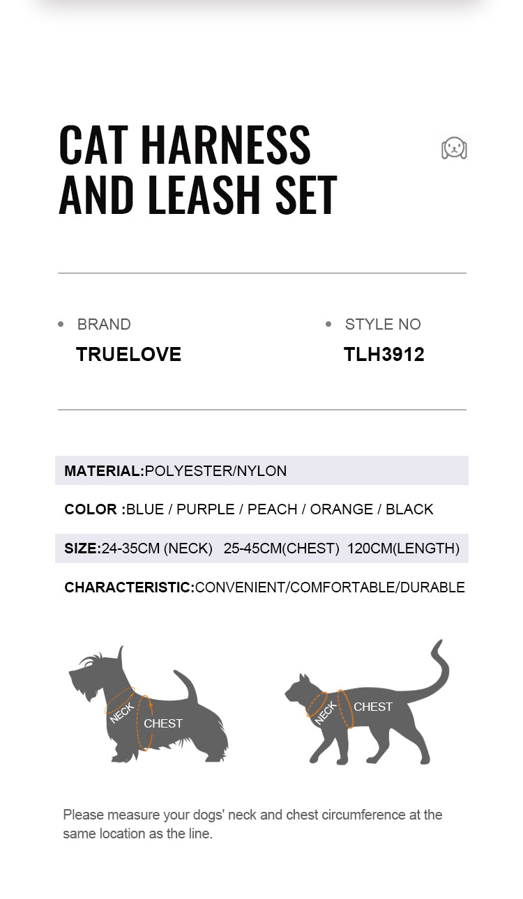 CHAI'S CHOICE ESCAPE-PROOF CAT HARNESS/LEASH COMBO