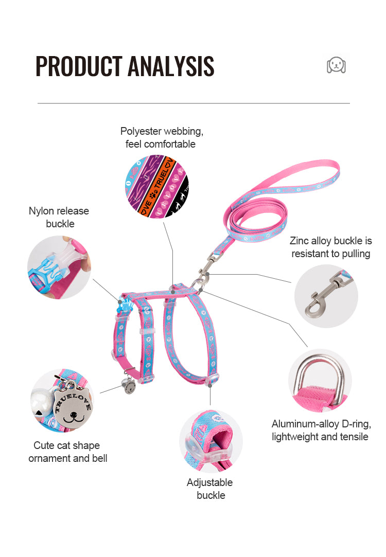 CHAI'S CHOICE ESCAPE-PROOF CAT HARNESS/LEASH COMBO