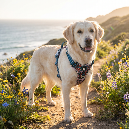 Floral Edition Dog Harness with Quick-Release Neck Strap Feature