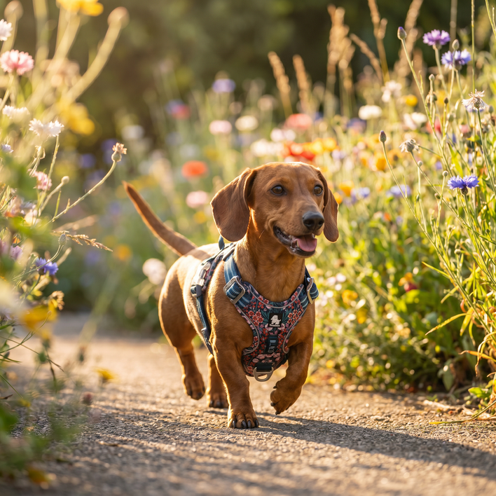 Floral Edition Dog Harness with Quick-Release Neck Strap Feature
