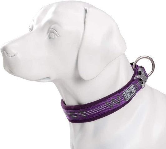Chai’s Choice Best Neoprene Padded 3M Reflective Dog Collar Purple